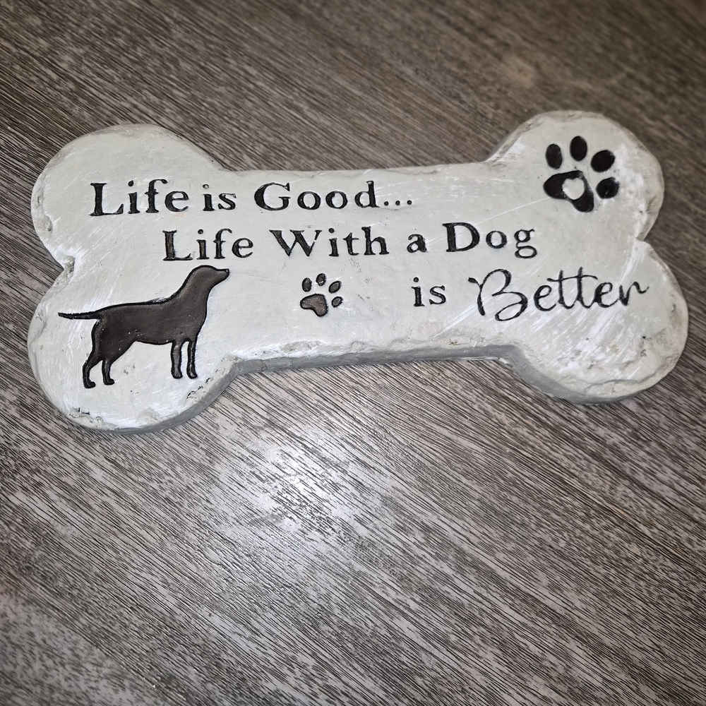 The Spring Shop Dog Bone Plaque - Cream and Black